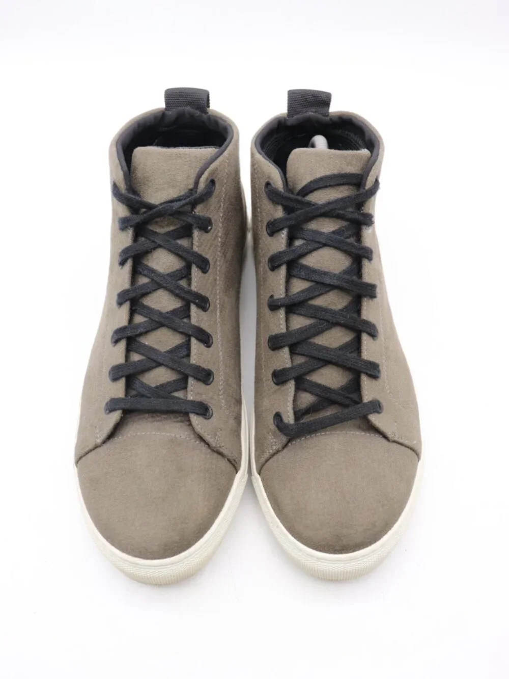 James Perse Men's Size 12 Sneakers Lace Up Gray Olive Green Suede Casual Shoes